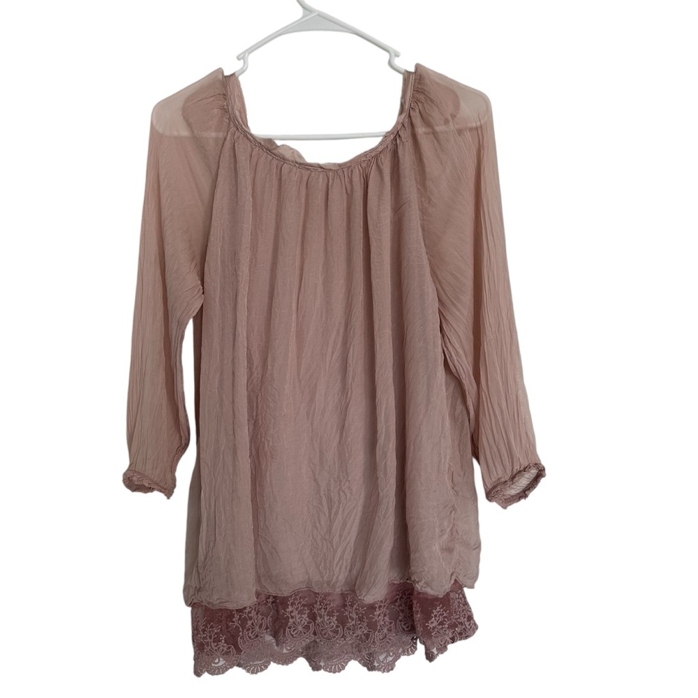 Giulia light peach Relaxed‎ Ruffled laced top